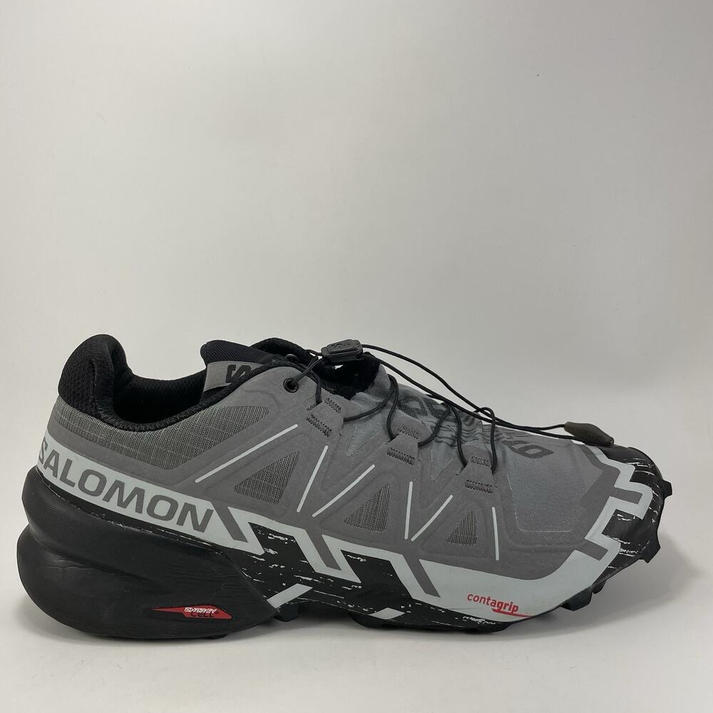Salomon Speedcross 6 Trail Running Shoes Gray Black Mens Size 11 Athletic Bungee